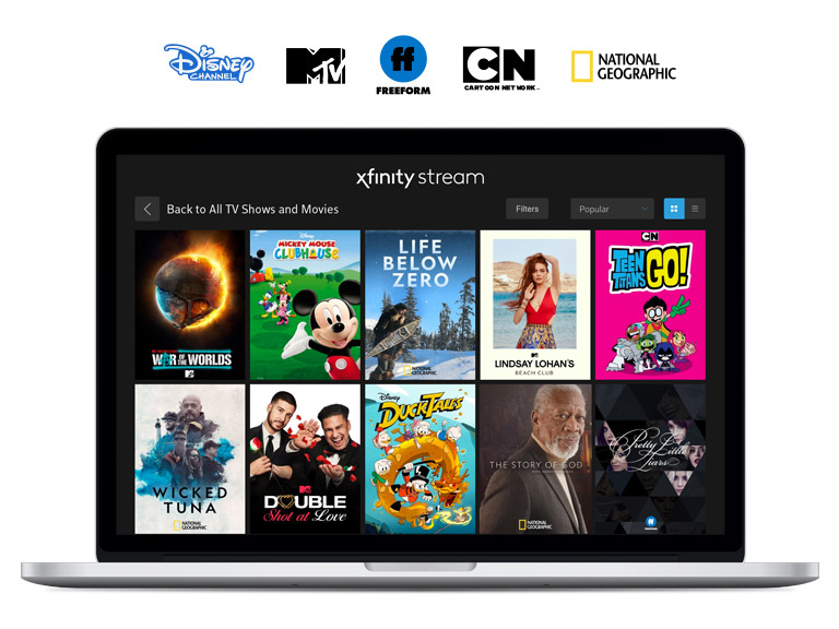 Laptop with TV shows on the display